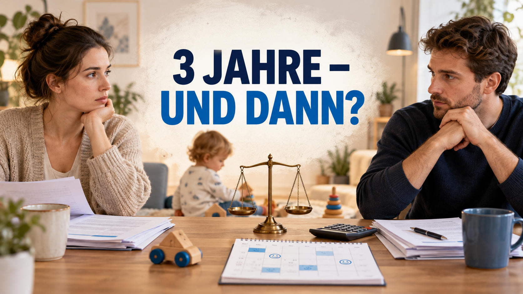 Unverheiratete Eltern mit Kleinkind, Unterlagen und Waage unter der Frage 3 Jahre – und dann?