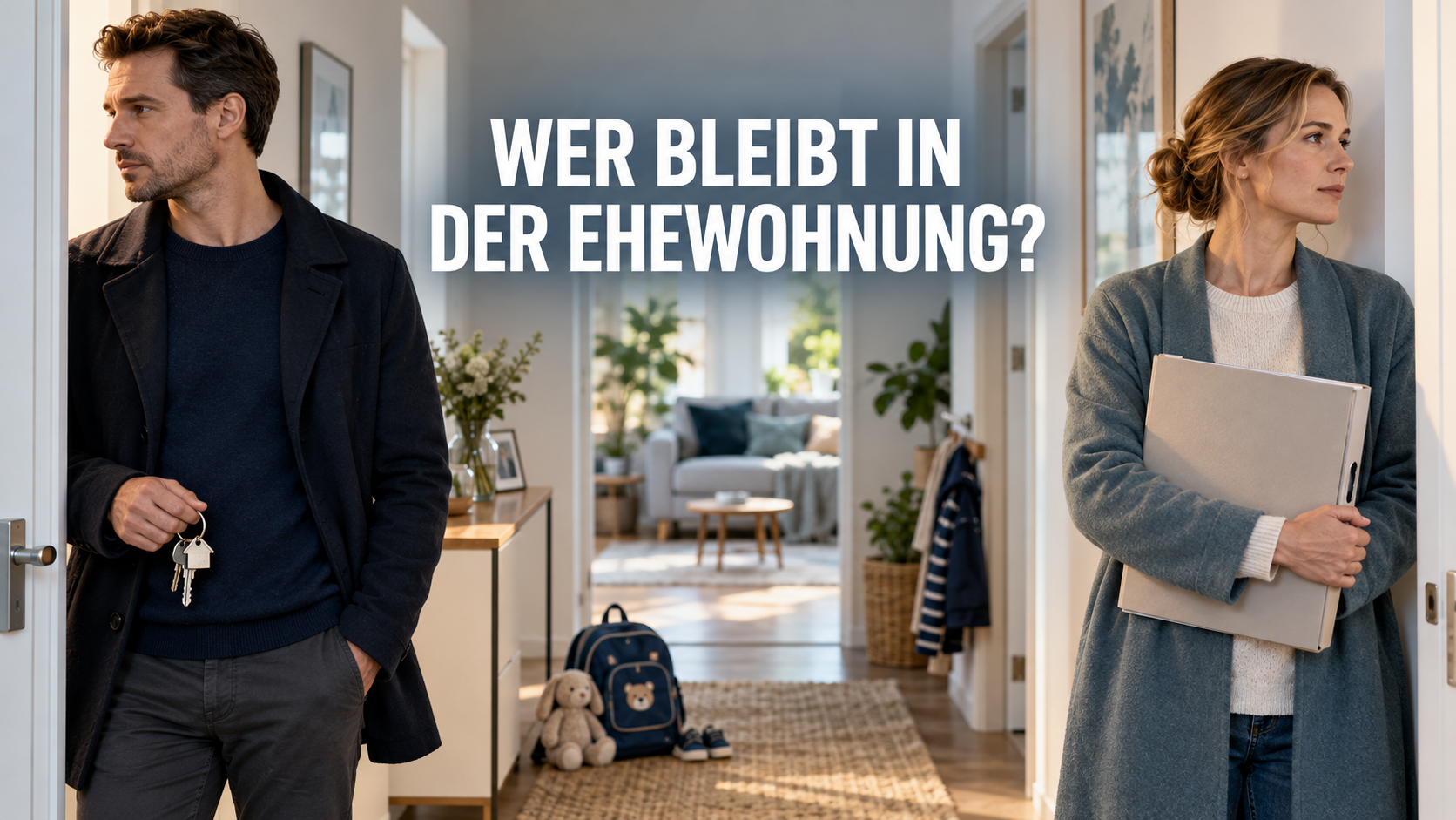 Getrenntes Ehepaar in einer Wohnung unter der Frage Wer bleibt in der Ehewohnung?
