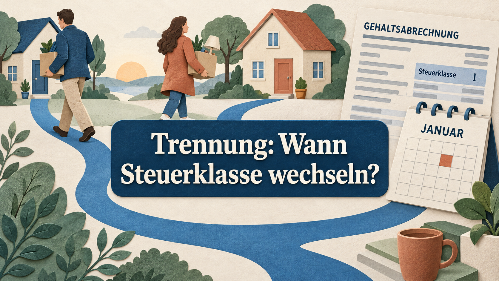 Getrennte Haushalte, Kalender und Gehaltsabrechnung mit dem zentralen Text Trennung: Wann Steuerklasse wechseln?