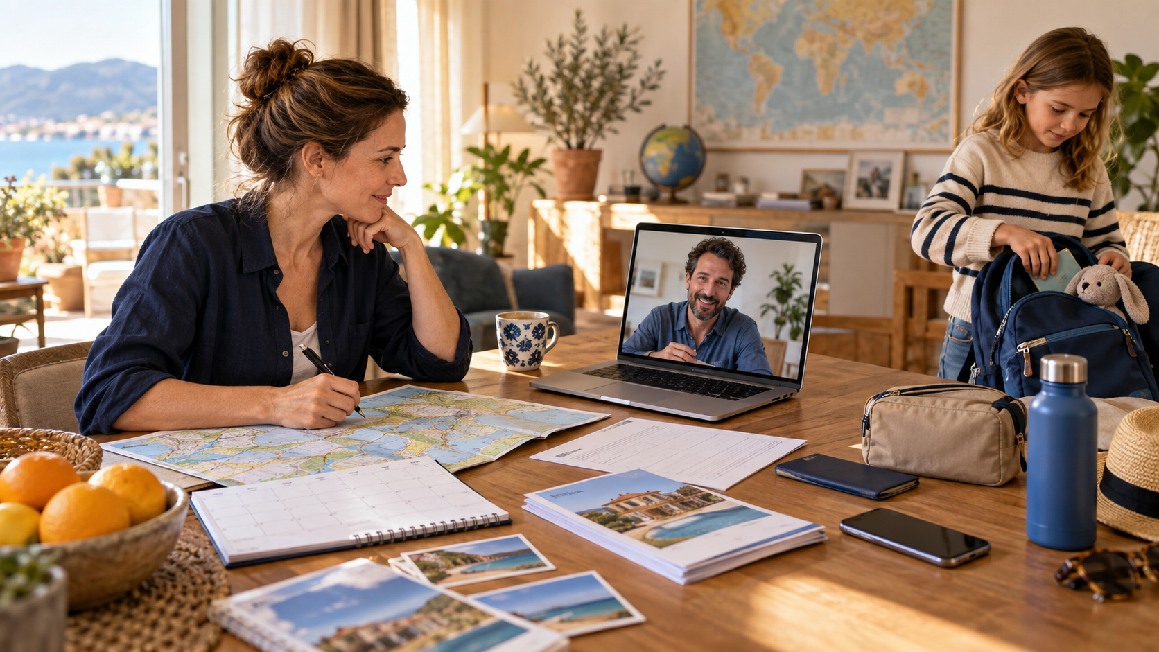 Getrennte Eltern stimmen per Videoanruf den Reiseplan ihres Kindes ab