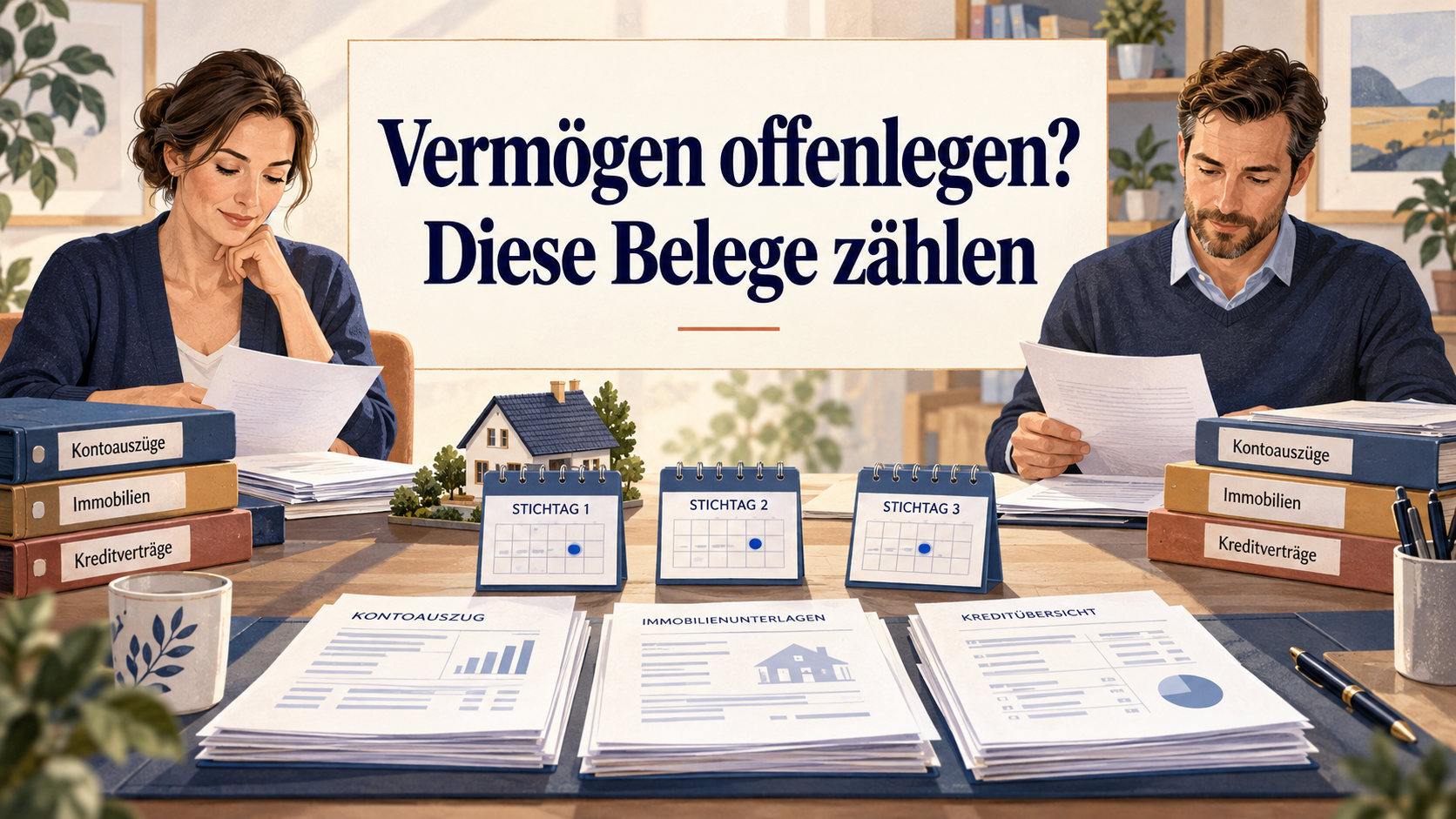 Getrennte Ehegatten mit Vermögensunterlagen unter dem zentralen Hinweis Vermögen offenlegen? Diese Belege zählen